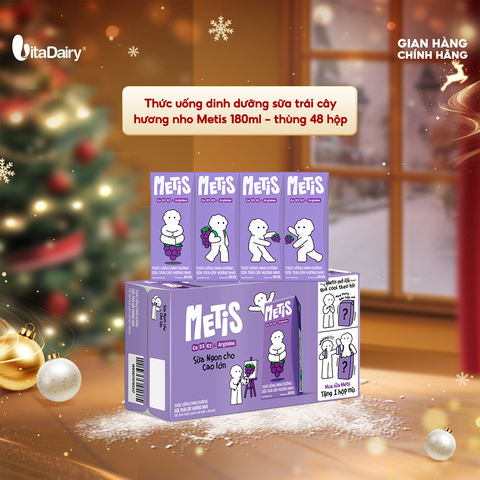  Thức uống dinh dưỡng sữa trái cây hương nho Metis 180ml - thùng 48 hộp 