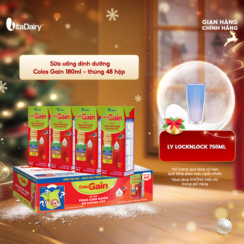  Sữa uống dinh dưỡng ColosGain 180ml cải tiến - thùng 48 hộp - VitaDairy 