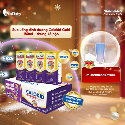  Sữa uống dinh dưỡng Calokid Gold 180ml - thùng 48 hộp - VitaDairy 