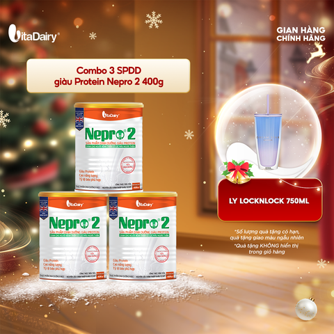  Combo 3 Sữa bột Nepro 2 400g, phù hợp với người cần lưu ý đến chức năng thận - VitaDairy 