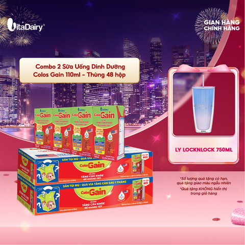  Combo 2 Sữa uống dinh dưỡng ColosGain 110ml - thùng 48 hộp - VitaDairy 