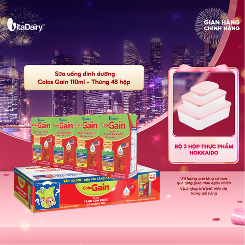  Sữa uống dinh dưỡng ColosGain 110ml cải tiến - thùng 48 hộp - Vitadairy 
