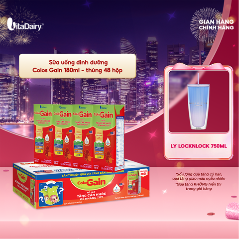  Sữa uống dinh dưỡng ColosGain 180ml cải tiến - thùng 48 hộp - VitaDairy 