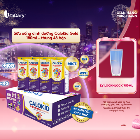  Sữa uống dinh dưỡng Calokid Gold 180ml - thùng 48 hộp - VitaDairy 