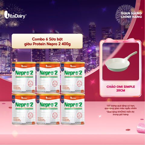  Combo 6 Sữa bột Nepro 2 400g, bổ sung dinh dưỡng cân đối với mức đạm hợp lý - VitaDairy 