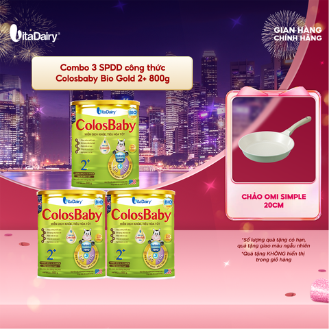  Combo 3 Sữa bột Colobaby Bio Gold 2+ 800g có chứa sữa non hỗ trợ cải thiện hệ tiêu hóa khỏe mạnh - VitaDairy 