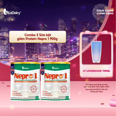  Combo 2 Sữa bột Nepro 1 900g, bổ sung dinh dưỡng cân đối với mức đạm hợp lý - VitaDairy 