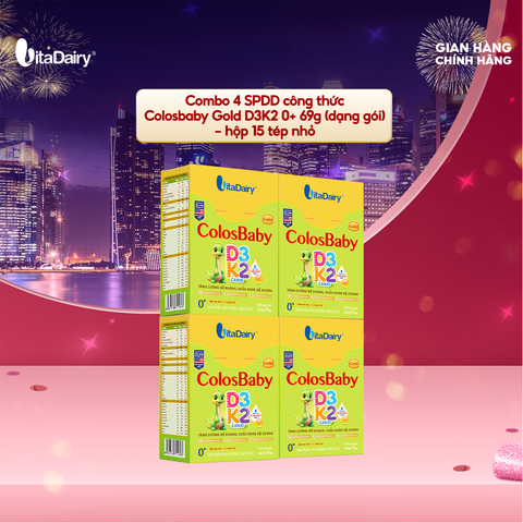  Combo 4 Sữa non Colosbaby Gold D3K2 0+ 69g (dạng gói) - hộp 15 tép nhỏ - VitaDairy 