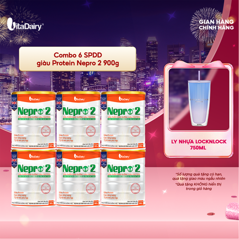  Combo 6 Sữa bột Nepro 2 900g phù hợp với người cần lưu ý đến chức năng thận - VitaDairy 