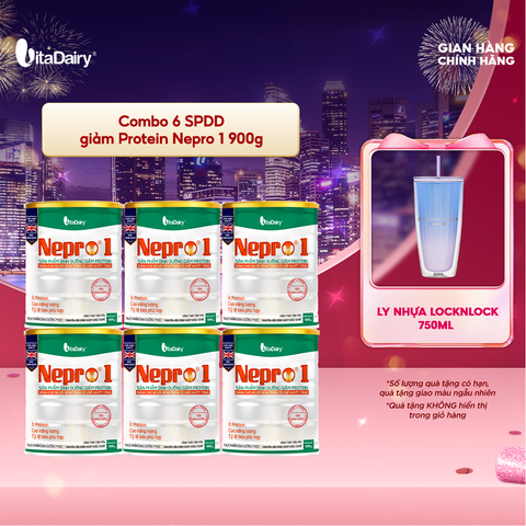 Combo 6 Sữa bột Nepro 1 900g, bổ sung dinh dưỡng cân đối với mức đạm hợp lý - VitaDairy 