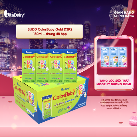  Sữa uống dinh dưỡng ColosBaby Gold D3K2 180ml - thùng 48 hộp 