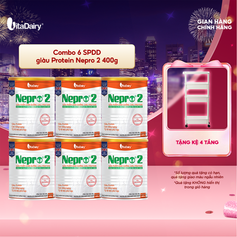  Combo 6 Sữa bột Nepro 2 400g, bổ sung dinh dưỡng cân đối với mức đạm hợp lý - VitaDairy 