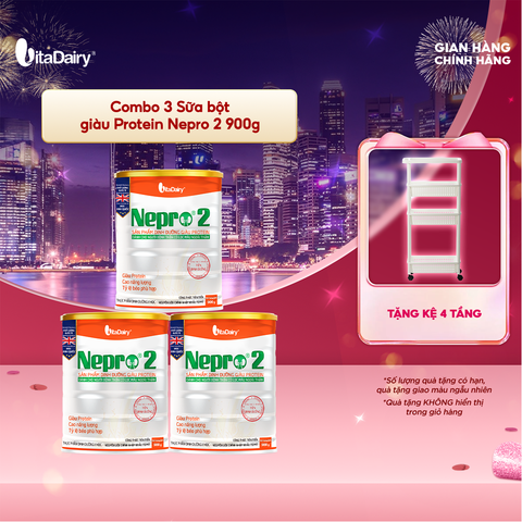  Combo 3 Sữa bột Nepro 2 900g phù hợp với người cần lưu ý đến chức năng thận - VitaDairy 