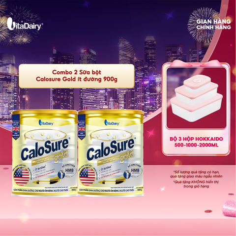  Combo 2 Sữa bột dùng cho chế độ ăn đặc biệt Calosure Gold 900g (ít đường) - Vitadairy 