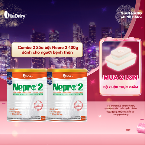  Combo 2 Sữa bột Nepro 2 400g dành cho người bệnh thận - VitaDairy 