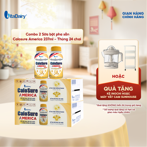  Combo 2 Sữa bột pha sẵn Calosure America thùng 24 chai 237ml - VitaDairy 