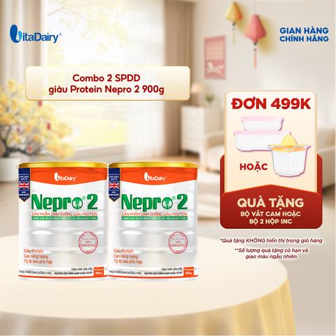  Combo 2 Sữa bột Nepro 2 900g phù hợp với người cần lưu ý đến chức năng thận - VitaDairy 