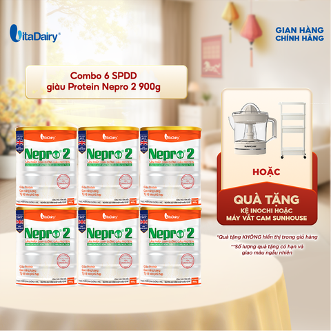 Combo 6 Sữa bột Nepro 2 900g phù hợp với người cần lưu ý đến chức năng thận - VitaDairy 