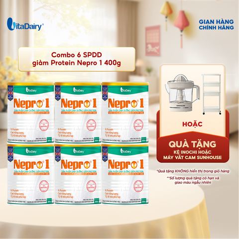  Combo 6 Sữa bột Nepro 1 400g, bổ sung dinh dưỡng cân đối với mức đạm hợp lý - VitaDairy 