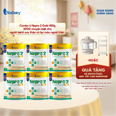  Combo 6 Sữa bột Nepro 2 Gold 400g, bổ sung dinh dưỡng cân đối, phù hợp với người cần lưu ý đường huyết - VitaDairy 