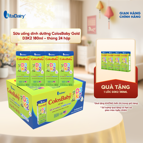  Sữa uống dinh dưỡng ColosBaby Gold D3K2 180ml - thùng 24 hộp 