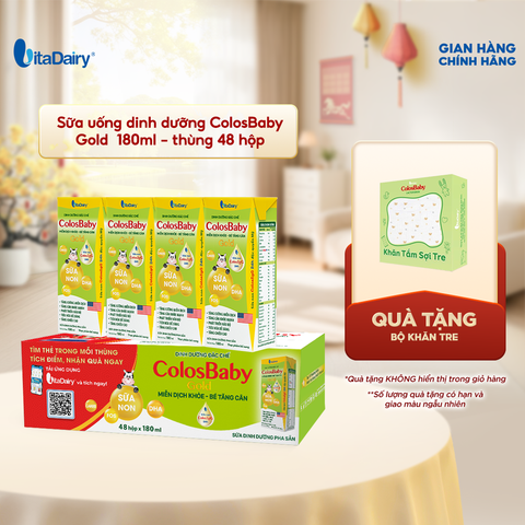  Sữa uống dinh dưỡng Colosbaby Gold 180ml - thùng 48 hộp - VitaDairy 