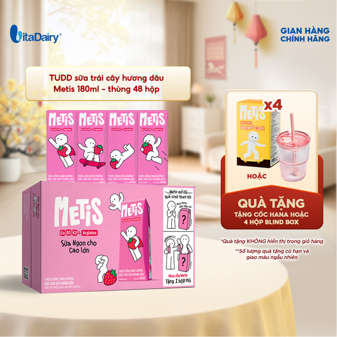  Thức uống dinh dưỡng sữa trái cây hương nho Metis 180ml - thùng 48 hộp 