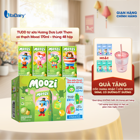  Thức uống dinh dưỡng từ sữa Hương Dưa Lưới Thơm có thạch Moozi 170ml - Thùng 48 hộp 