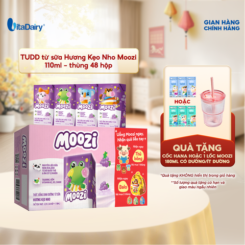  Thức uống dinh dưỡng từ sữa Hương Kẹo Nho Moozi 110ml - thùng 48 hộp 