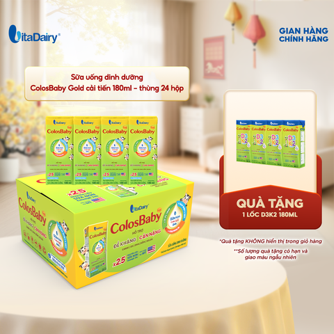  Sữa uống dinh dưỡng ColosBaby Gold cải tiến 180ml - thùng 24 hộp 