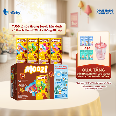  Thức uống dinh dưỡng từ sữa Hương Sôcôla Lúa Mạch có thạch Moozi 170ml - Thùng 48 hộp 