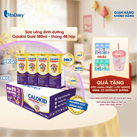  Sữa uống dinh dưỡng Calokid Gold 180ml - thùng 48 hộp - VitaDairy 