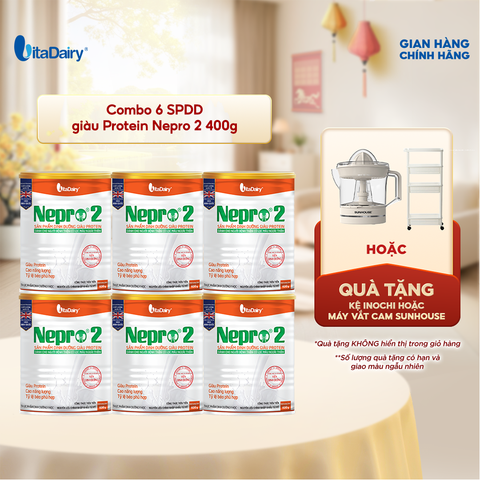  Combo 6 Sữa bột Nepro 2 400g, bổ sung dinh dưỡng cân đối với mức đạm hợp lý - VitaDairy 