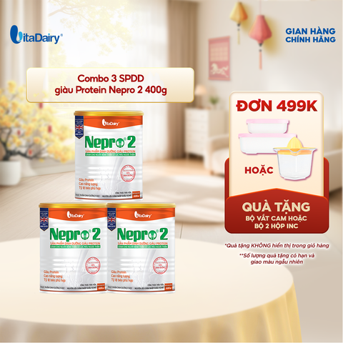  Combo 3 Sữa bột Nepro 2 400g, phù hợp với người cần lưu ý đến chức năng thận - VitaDairy 