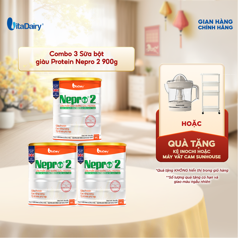  Combo 3 Sữa bột Nepro 2 900g phù hợp với người cần lưu ý đến chức năng thận - VitaDairy 