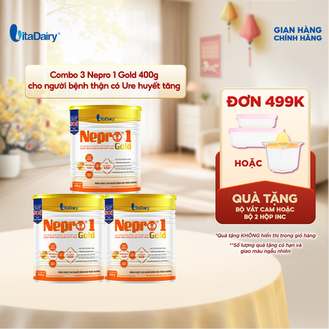  Combo 3 Sữa bột Nepro 1 Gold 400g, phù hợp với người cần lưu ý đường huyết và sức khỏe thận - VitaDairy 
