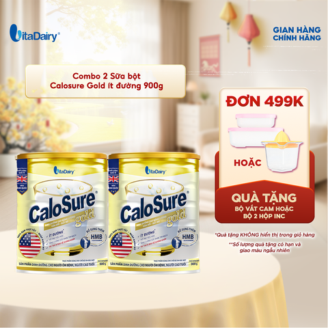  Combo 2 Sữa bột dùng cho chế độ ăn đặc biệt Calosure Gold 900g (ít đường) - Vitadairy 