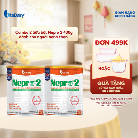  Combo 2 Sữa bột Nepro 2 400g dành cho người bệnh thận - VitaDairy 