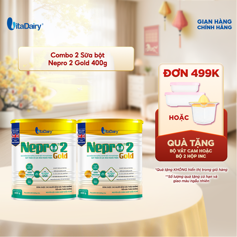  Combo 2 Sữa bột Nepro 2 Gold 400g (cho người tiểu đường) - VitaDairy 