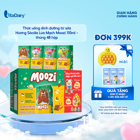  Thức uống dinh dưỡng từ sữa Hương Sôcôla Lúa Mạch Moozi 110ml - thùng 48 hộp 