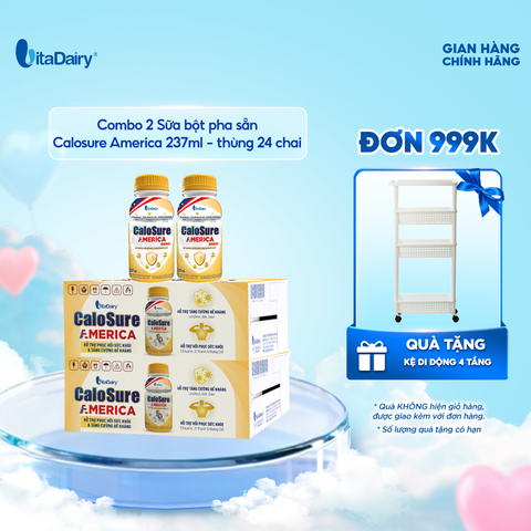  Combo 2 Sữa bột pha sẵn Calosure America thùng 24 chai 237ml - VitaDairy 