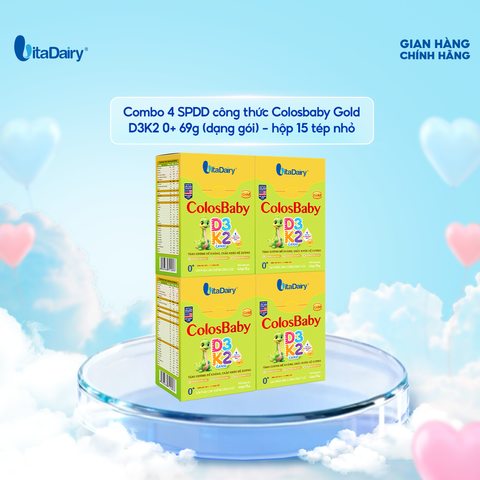  Combo 4 Sữa non Colosbaby Gold D3K2 0+ 69g (dạng gói) - hộp 15 tép nhỏ - VitaDairy 
