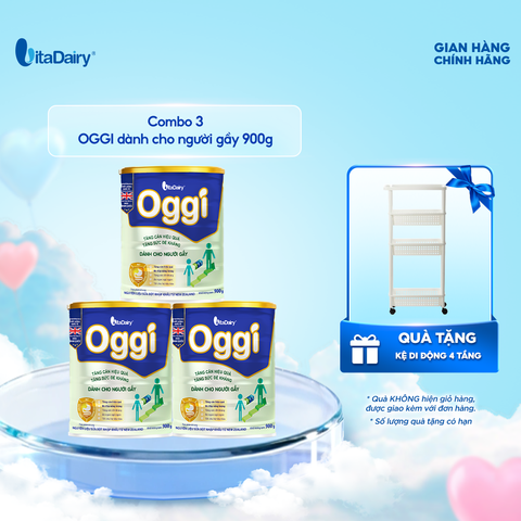  Combo 3 Sữa bột OGGI 900g hỗ trợ dinh dưỡng cho người cần tăng cân và duy trì vóc dáng - VitaDairy 