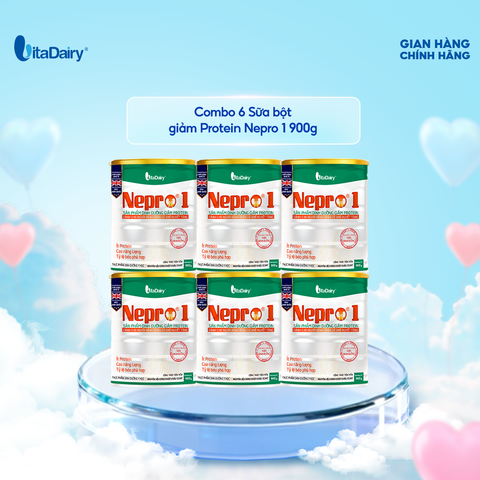 Combo 6 Sữa bột Nepro 1 900g, bổ sung dinh dưỡng cân đối với mức đạm hợp lý - VitaDairy 