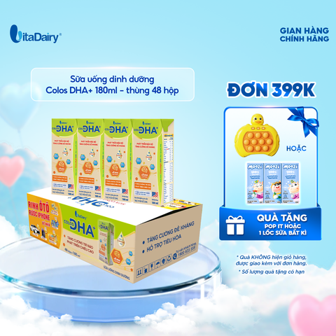  Sữa uống dinh dưỡng Colos DHA+ 180ml thùng 48 hộp - VitaDairy 