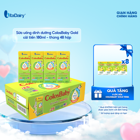  Sữa uống dinh dưỡng ColosBaby Gold cải tiến 180ml - thùng 48 hộp 