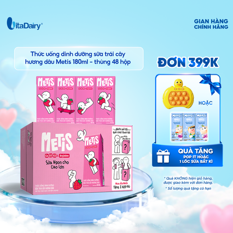  Thức uống dinh dưỡng sữa trái cây hương nho Metis 180ml - thùng 48 hộp 