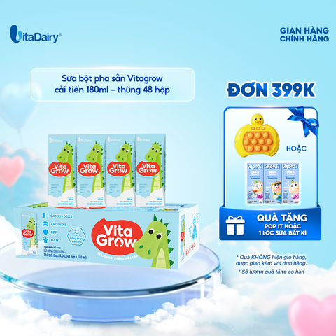  Sữa uống dinh dưỡng Vitagrow cải tiến 180ml - thùng 48 hộp 