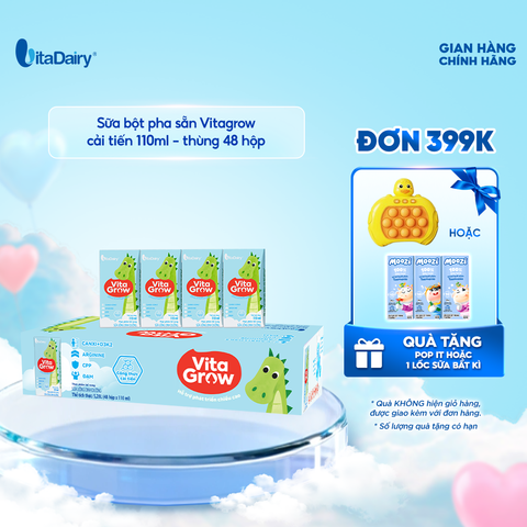  Sữa uống dinh dưỡng Vitagrow cải tiến 110ml - thùng 48 hộp 