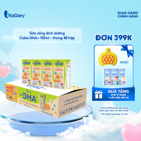  Sữa uống dinh dưỡng Colos DHA+ 110ml - Thùng 48 hộp - VitaDairy 